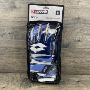 Lotto GK300 Goalkeeper Gloves Soccer Football Blue Silver Size 8 New
